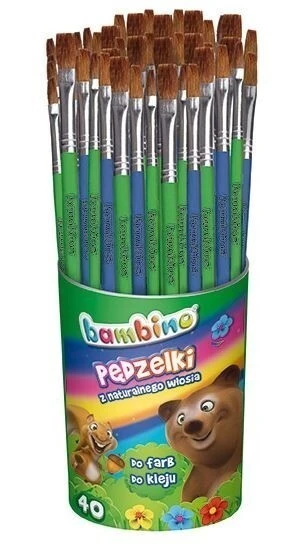 Pędzel do farb i kleju BAMBINO 40szt