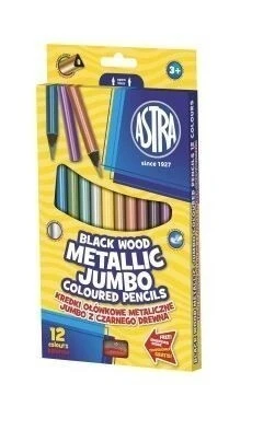 Kredki Astra Jumbo ołówkowe metaliczne 12kol