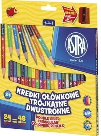 Kredki Astra dwustronne ołówkowe 24/48 kol trójkątne