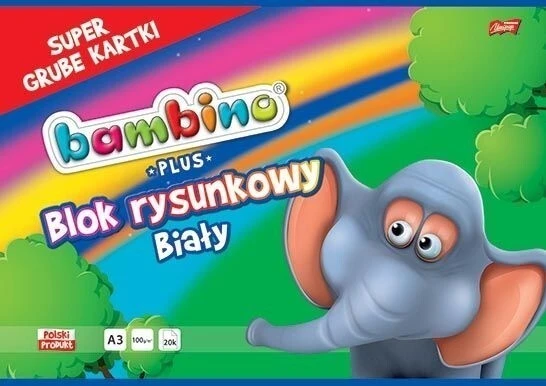Blok rysunkowy A3 biały Bambino 20k 100g PLUS