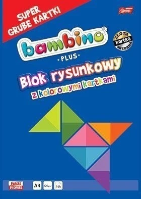Blok rysunkowy A4 kolorowy Bambino 16k 120g PLUS złota/srebrna kartka