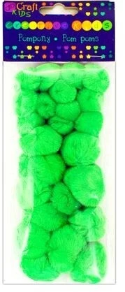 Pompony akrylowe MIX zielone 24szt
