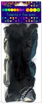 Pompony akrylowe MIX czarne 24szt