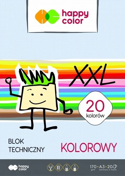 Blok techniczny A3 kolorowy Happy Color 20k 170g