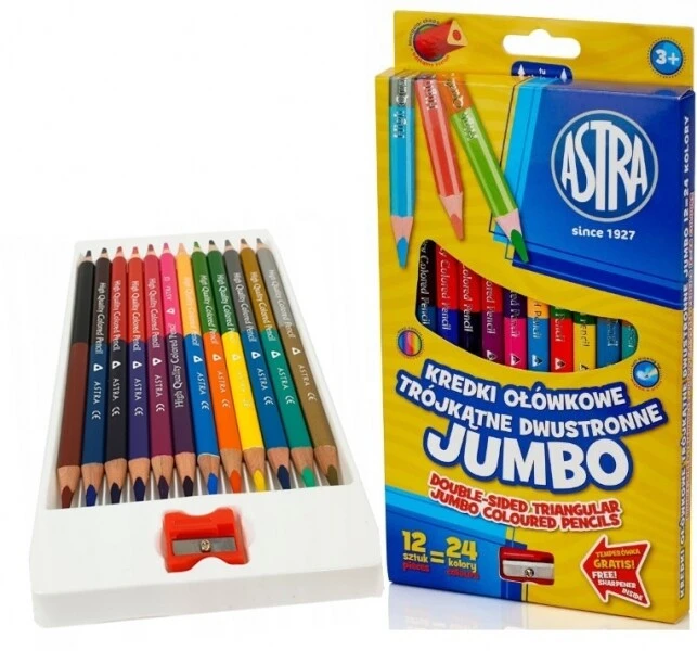 Kredki Astra Jumbo dwustronne ołówkowe 12/24kol