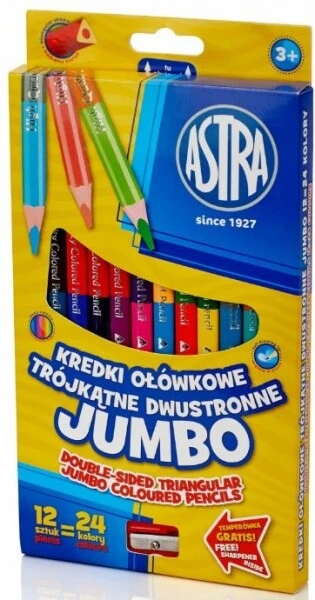 Kredki Astra Jumbo dwustronne ołówkowe 12/24kol