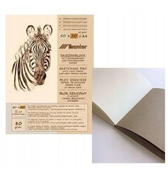 Blok szkicowy A5 Leniar 100k/80g szary/jasny Zebra