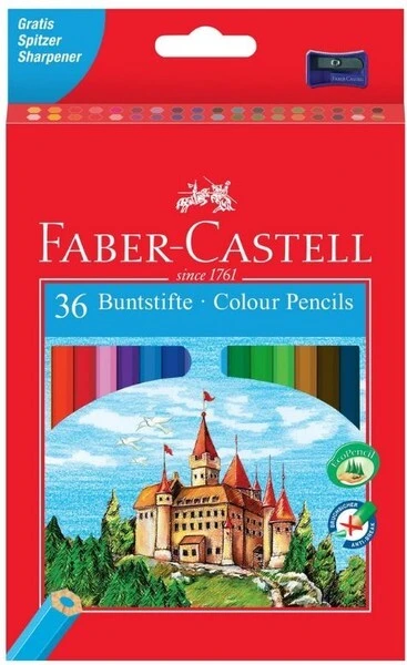 Kredki Faber Castell ołówkowe 36kol Zamek eco + temperówka