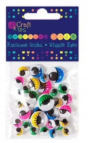Ruchome oczka z rzęsami kolorowe 36szt