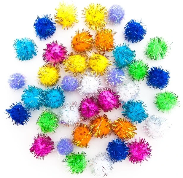 Pompony poliestrowe mix metalizowane 40 szt