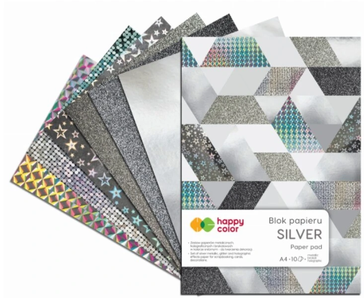 Blok papieru z efektami Silver A4/10k Happy Color