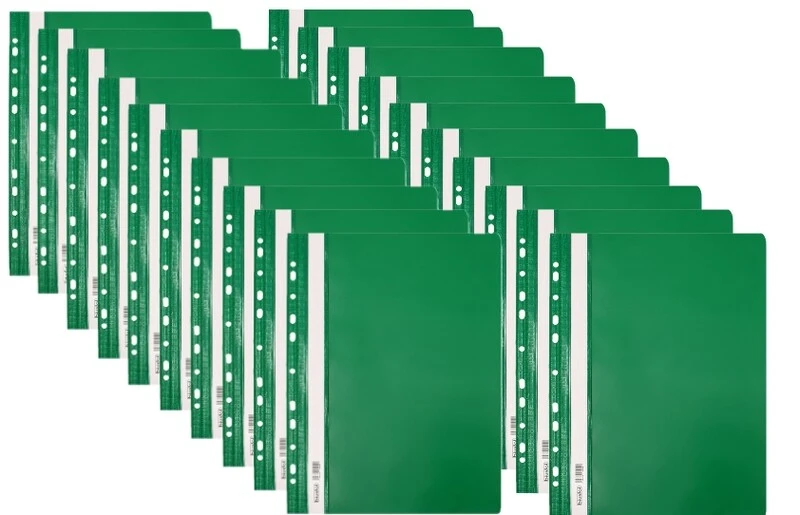 Skoroszyt PP A4 PCV twardy wpinany BIURFOL zielony 20 szt