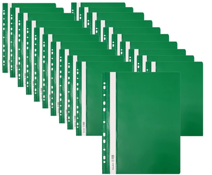 Skoroszyt PP A4 PCV twardy wpinany BIURFOL zielony 20 szt