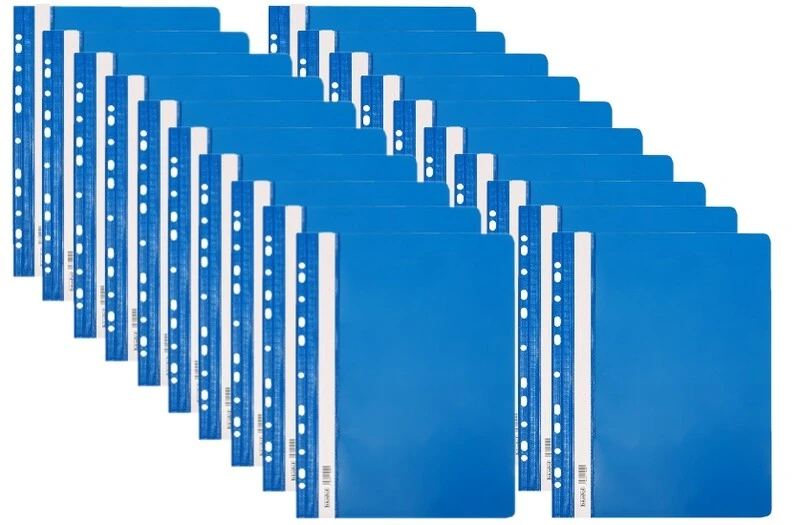 Skoroszyt PP A4 PCV twardy wpinany BIURFOL niebieski 20 szt
