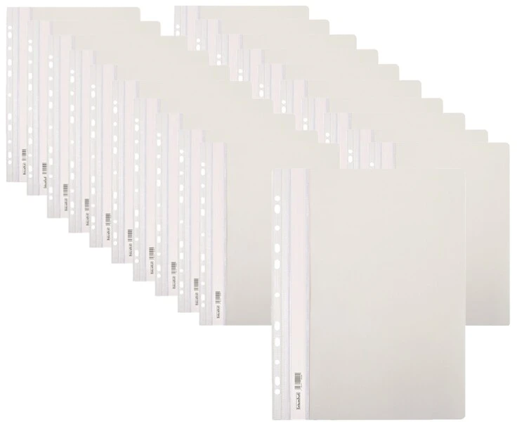 Skoroszyt PP A4 PCV twardy wpinany BIURFOL biały 20 szt