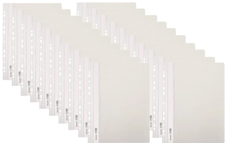 Skoroszyt PP A4 PCV twardy wpinany BIURFOL biały 20 szt