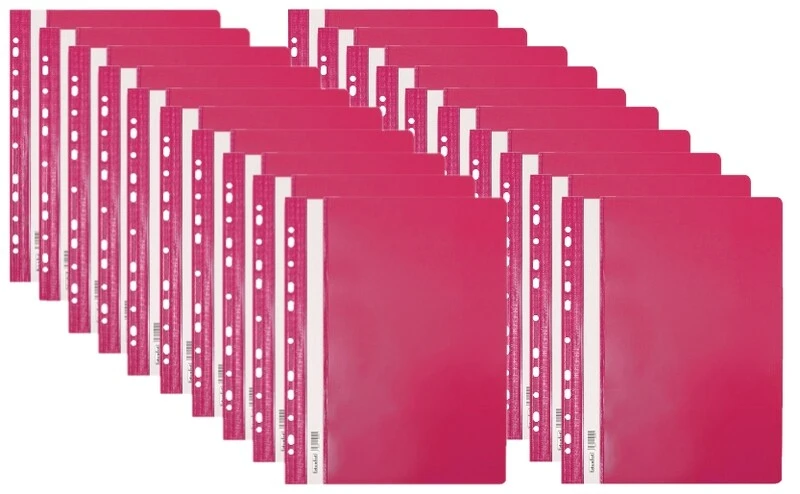 Skoroszyt PP A4 PCV twardy wpinany BIURFOL różowy 20 szt