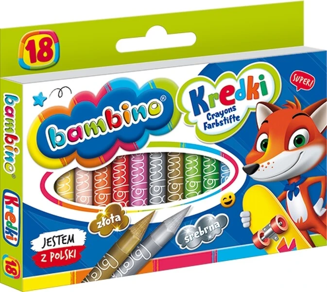 Kredki świecowe BAMBINO 18 kol. glinka kaolinowa