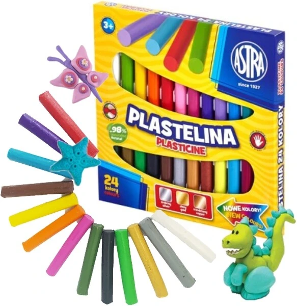 Plastelina Astra 24 kolory srebrny złoty miedziany