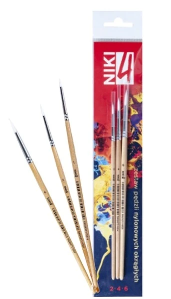 Pędzle nylonowe Koh I Noor 2+4+6 okrągłe 3 szt.