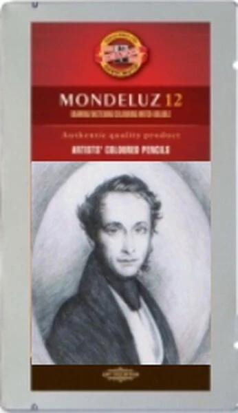 Kredki akwarelowe Koh-I-Noor Mondeluz 12 kol szarości i srebra w metalowym opakowaniu