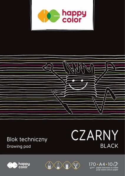 Blok techniczny A4 10k 170 g Czarny Happy Color