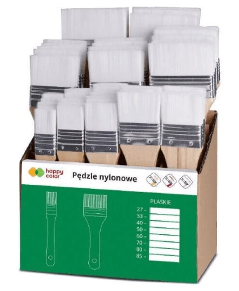 Pędzel hobby Biały nylon płaski 80 mm Happy Color