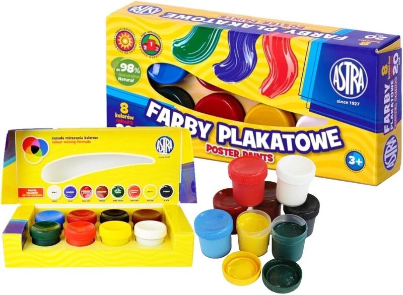 Farby plakatowe ASTRA 8 kol 20ml
