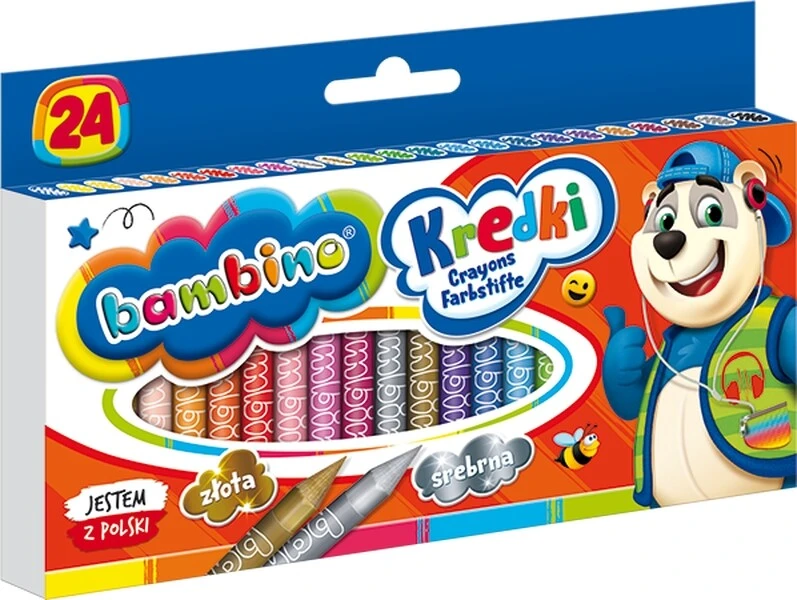 Kredki świecowe BAMBINO 24 kolorowe glinka kaolinowa