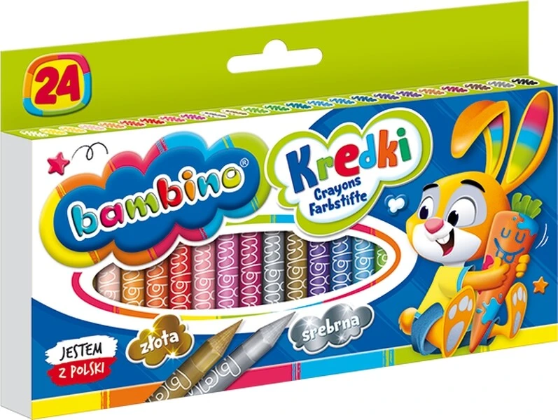 Kredki świecowe BAMBINO 24 kolorowe glinka kaolinowa