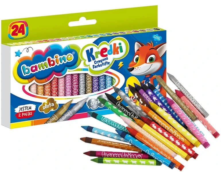 Kredki świecowe BAMBINO 24 kolorowe glinka kaolinowa