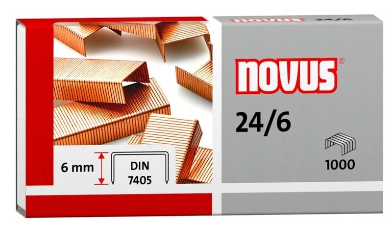 Zszywki 24/6 Novus 1000szt miedziowane