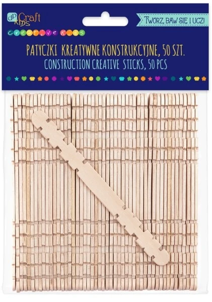 Patyczki kreatywne konstrukcyjne, 50 szt. naturalne