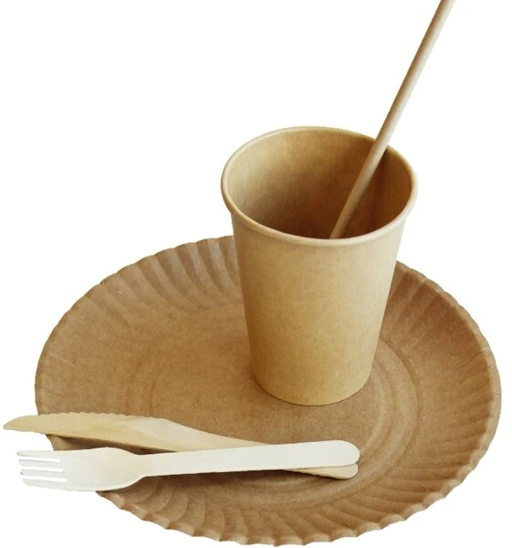 Zestaw ECO talerzyk + sztućce 1 osoba 5 elementów Kraft