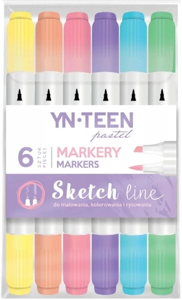 Markery do szkicowania Interdruk 6 kol pastelowych YN-TEEN