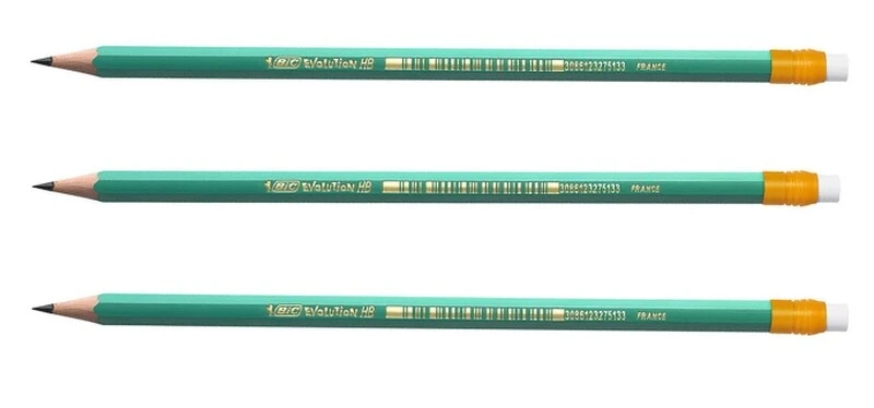Ołówek elastyczny Bic Evolution z gumką HB 3 sztuki