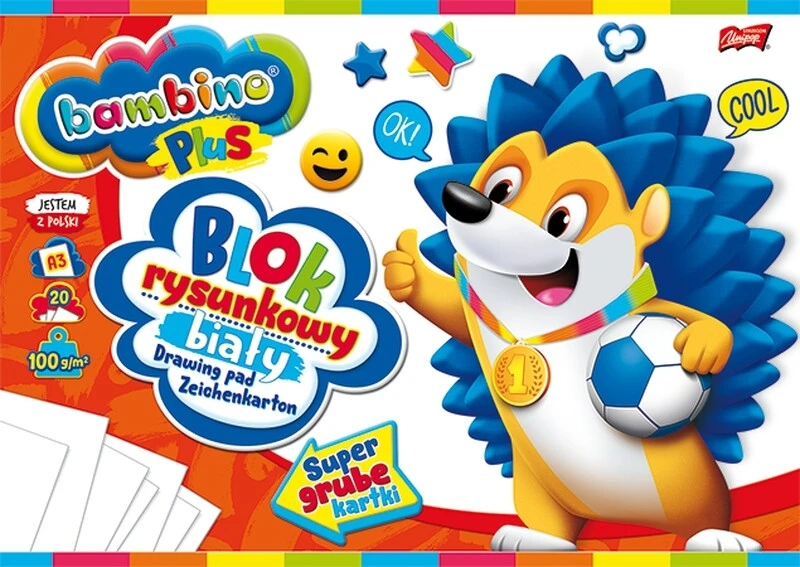 Blok rysunkowy A3 biały Bambino 20k 100g PLUS