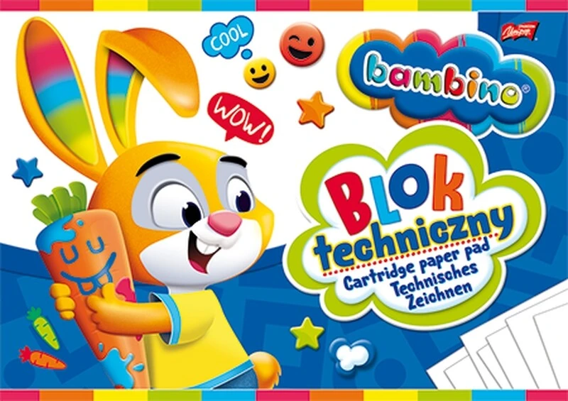 Blok techniczny A4 biały Bambino 10k 190g