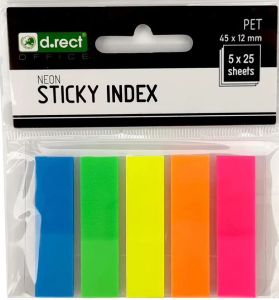 Zakładki indeksujące 45x12mm 5x25 szt. D.rect PET
