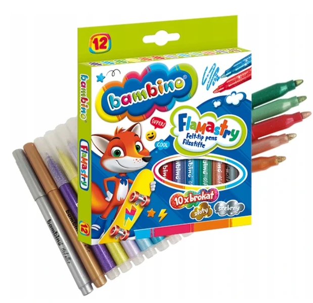 Flamastry brokatowe BAMBINO 12 kol