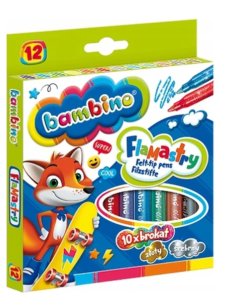 Flamastry brokatowe BAMBINO 12 kol