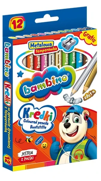 Kredki BAMBINO 12 kol JUMBO + temperówka