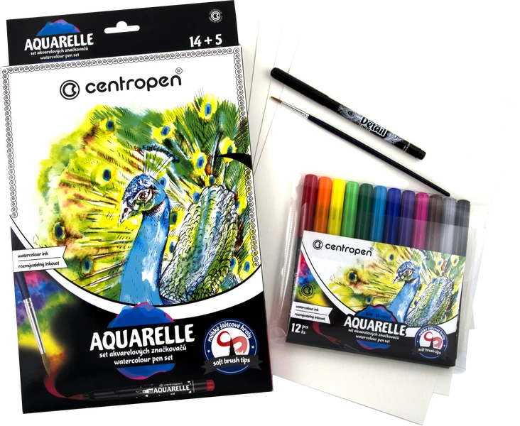 Markery wodne Brush Aquarelle 12 kol + akcesoria