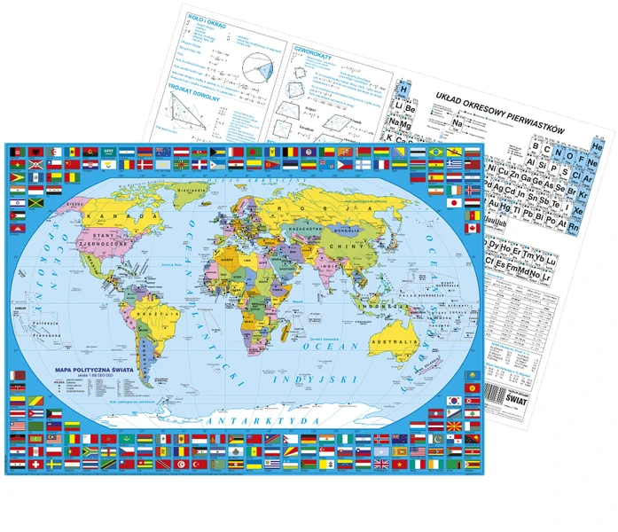 Podkład na biurko edukacyjny oklejany 35X50 Świat
