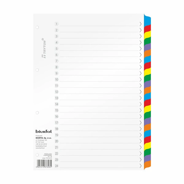 Przekładki laminowane A4 1-24 TRY-02-09