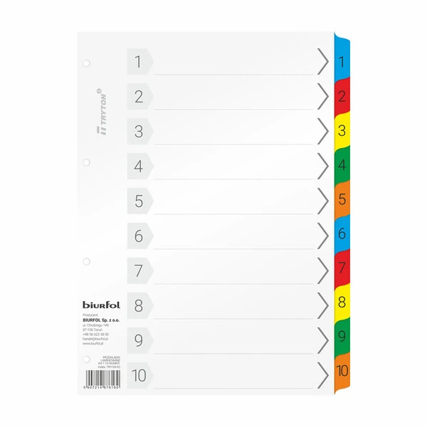 Przekładki numerowane laminowane A4 1-10 TRY-04-02