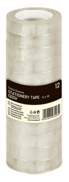Taśma biurowa klejąca przeźroczysta 12x30 12 sztuk