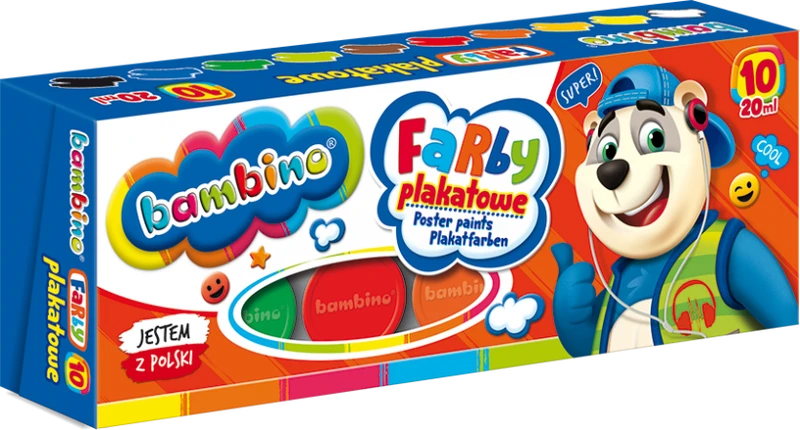 Farby plakatowe BAMBINO 10 kol 20 ml
