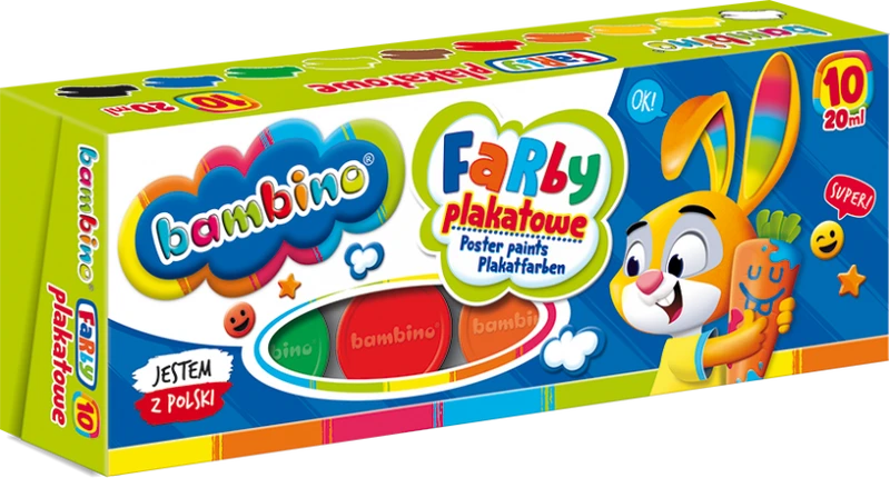 Farby plakatowe BAMBINO 10 kol 20 ml