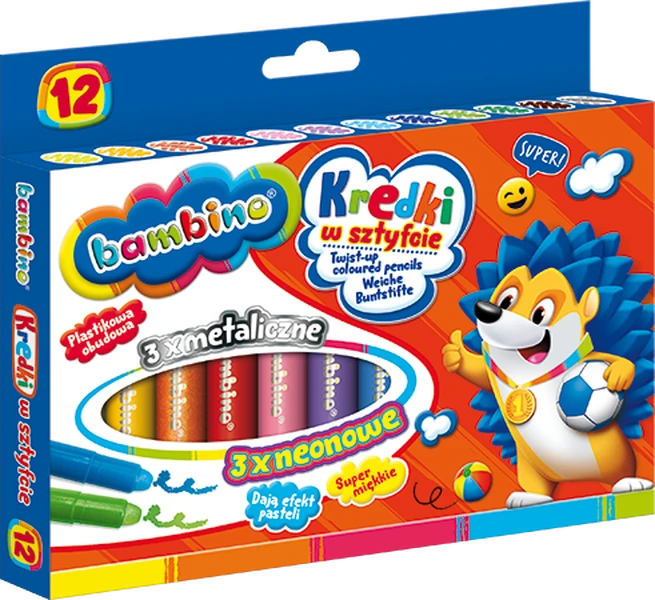 Kredki żelowe wykręcane 12 kol Bambino